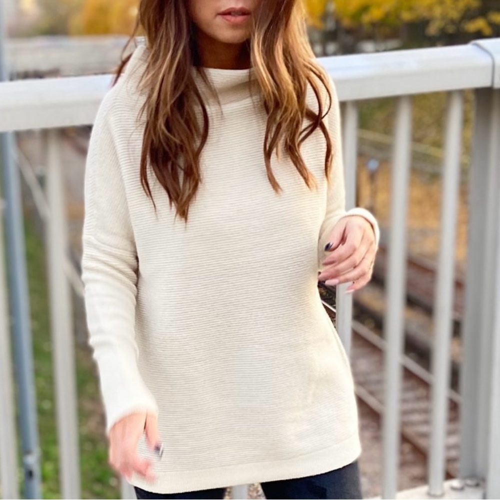 RD Style - Funnel Neck White Knit Sweater - Size S